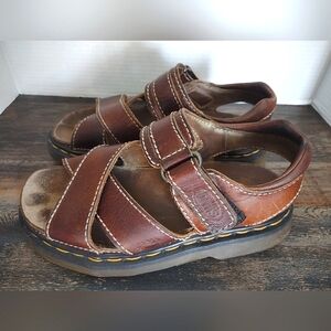 Vintage Dr. Martens Brown Leather Sandals England Unisex (M) 6 (W) 7 EU 38 Chunk